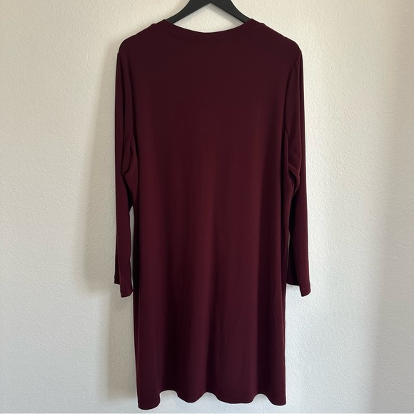 Susan Graver 1X Long Button-Up Cardigan Burgundy Gold Buttons Lightweight - Picture 5 of 6